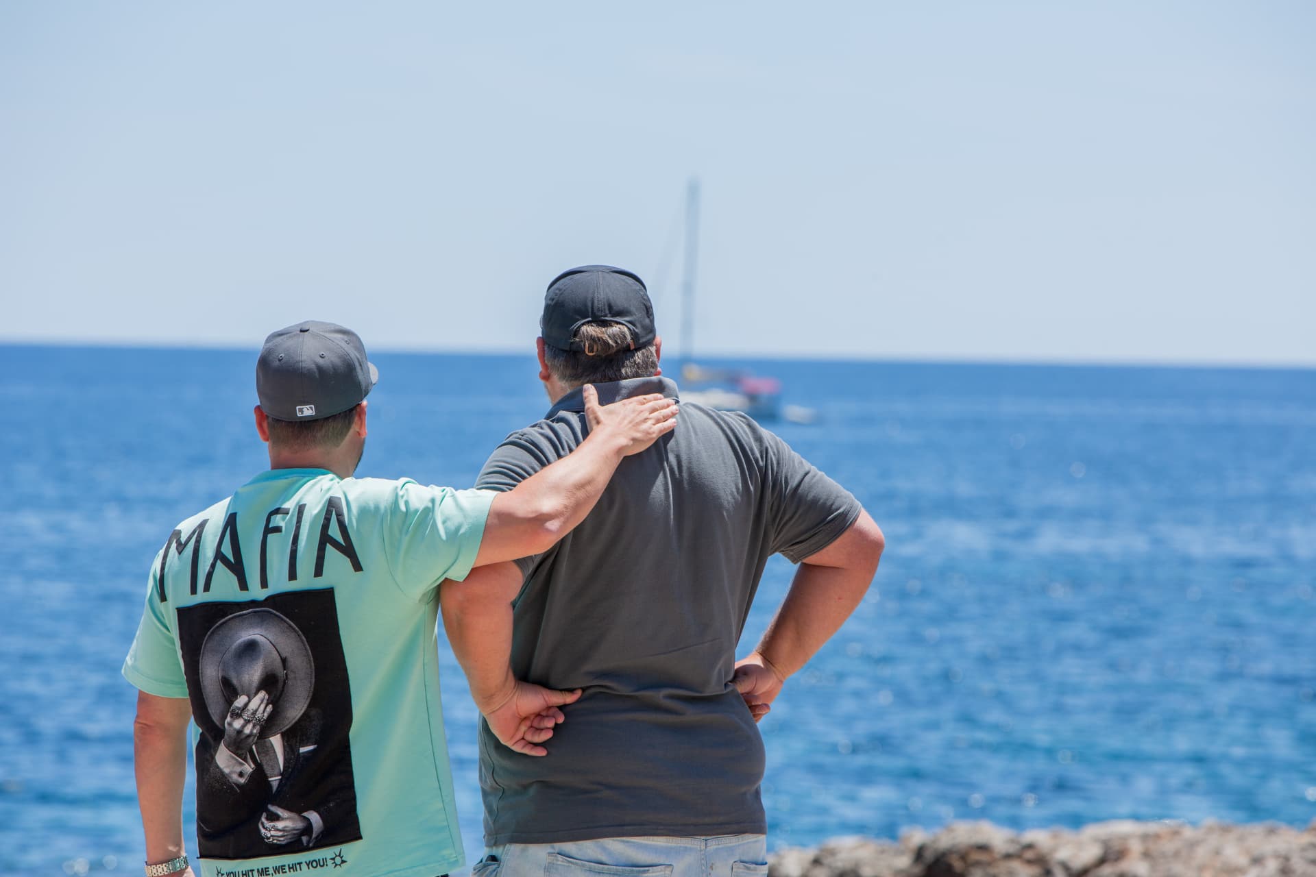 The B4T founders walking together by the Mediterranean sea
